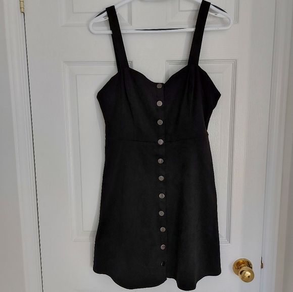NWOT F21 Faux Suede Button Up Pinafore Dress - Large - Picture 3 of 5